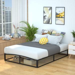 imageAmazon Basics Metal Platform Bed Frame with Wood Slat Support 6 Inches High Twin BlackFull