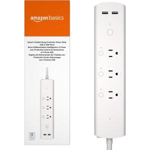 imageAmazon Basics Smart Plug Power Strip with 3 Individually Controlled Outlets and 2 USB Ports 1 USBA and 1 USBC Works with Alexa Only 24 GHz WiFi No Hub Required White3 Individually Controlled Outlets and 2 USB Ports
