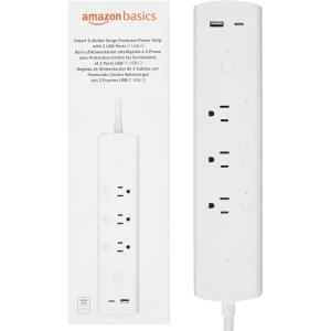 imageAmazon Basics Smart Plug Power Strip with 3 Individually Controlled Outlets and 2 USB Ports 1 USBA and 1 USBC Works with Alexa Only 24 GHz WiFi No Hub Required White3 Outlets  1 USBA  1 USBC