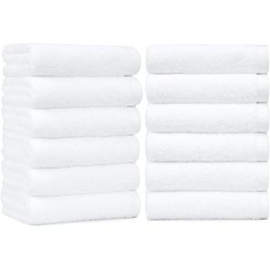 imageAmazon Basics Soft and Thick Cotton Hand Towels 16quot x 26quot Gray 12PackWhite
