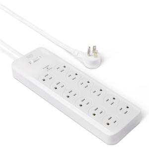 imageAmazon Basics Surge Protector Power Strip 12Outlet 4000 Joules 8ft Extension Cord Rectangle for Home Office Gaming Room BlackWhite