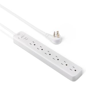 imageAmazon Basics Surge Protector Power Strip 6Outlet 790 Joules 6ft Extension Cord White