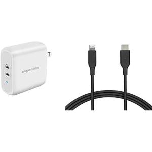 imageAmazon Basics USBC Lightning Cable and USBC Wall Charger Combo Mfi Certified Charger for Apple iPhone 11 12 iPad  6ft Black