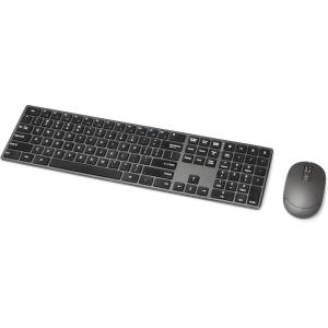 imageAmazon Basics Ultra Premium Wireless Keyboard and Mouse Combo  Rechargeable Ultra Slim Design Quiet Full Size Number Pad Unifying Receiver BlackQWERTY