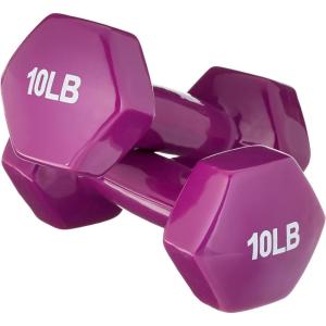 imageAmazon Basics Vinyl Coated Dumbbell Hand Weights10 Pounds  Pair
