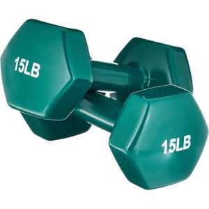 imageAmazon Basics Vinyl Coated Dumbbell Hand Weights15 Pounds  Pair