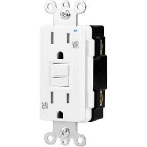 imageAmazon Basics WeatherResistant GFCI Receptacle with LED Indicator SelfTest Feature 20 Amp WhiteWhite