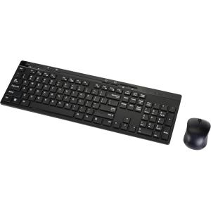 imageAmazon Basics Wireless Keyboard and Mouse Combo FullSized QWERTY Layout 24 GHz USB Plug ampamp Play Receiver Sleek Design BlackQWERTY Layout