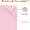 imageAmazon Basics 100 Cotton Jersey Knit Fitted Crib Sheet for Boys and Girls fits Standard Crib and Toddler Mattress Breathable Super Soft 28 x 52 Inches PinkPink