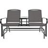 imageAmazon Basics 2Person Outdoor Patio Textilene Glider Chair with Tempered Glass Table 303quotD x 565quotW x 362quotH BlackBlack