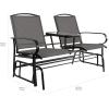 imageAmazon Basics 2Person Outdoor Patio Textilene Glider Chair with Tempered Glass Table 303quotD x 565quotW x 362quotH BlackBlack