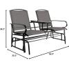 imageAmazon Basics 2Person Outdoor Patio Textilene Glider Chair with Tempered Glass Table 303quotD x 565quotW x 362quotH BlackBlack