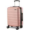 imageAmazon Basics 3Piece Set 21quot 26quot 30quot Hardshell Suitcases With Wheels Expandable For Up to 25 More Space With ScratchResistant Surface Four Multidirectional Wheels Light BlueRose Gold