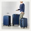 imageAmazon Basics 3Piece Set 21quot 26quot 30quot Hardshell Suitcases With Wheels Expandable For Up to 25 More Space With ScratchResistant Surface Four Multidirectional Wheels Light BlueNavy Blue