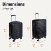 imageAmazon Basics 3Piece Set 21quot 26quot 30quot Hardshell Suitcases With Wheels Expandable For Up to 25 More Space With ScratchResistant Surface Four Multidirectional Wheels Light BlueBlack