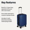 imageAmazon Basics 3Piece Set 21quot 26quot 30quot Hardshell Suitcases With Wheels Expandable For Up to 25 More Space With ScratchResistant Surface Four Multidirectional Wheels Light BlueNavy Blue