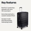 imageAmazon Basics 3Piece Set 21quot 26quot 30quot Hardshell Suitcases With Wheels Expandable For Up to 25 More Space With ScratchResistant Surface Four Multidirectional Wheels Light BlueBlack