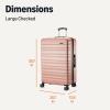 imageAmazon Basics 3Piece Set 21quot 26quot 30quot Hardshell Suitcases With Wheels Expandable For Up to 25 More Space With ScratchResistant Surface Four Multidirectional Wheels Light BlueRose Gold