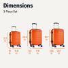 imageAmazon Basics 3Piece Set 21quot 26quot 30quot Hardshell Suitcases With Wheels Expandable For Up to 25 More Space With ScratchResistant Surface Four Multidirectional Wheels Light BlueOrange