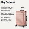 imageAmazon Basics 3Piece Set 21quot 26quot 30quot Hardshell Suitcases With Wheels Expandable For Up to 25 More Space With ScratchResistant Surface Four Multidirectional Wheels Light BlueRose Gold