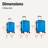 imageAmazon Basics 3Piece Set 21quot 26quot 30quot Hardshell Suitcases With Wheels Expandable For Up to 25 More Space With ScratchResistant Surface Four Multidirectional Wheels Light BlueLight Blue