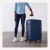 imageAmazon Basics 3Piece Set 21quot 26quot 30quot Hardshell Suitcases With Wheels Expandable For Up to 25 More Space With ScratchResistant Surface Four Multidirectional Wheels Light BlueNavy Blue