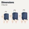 imageAmazon Basics 3Piece Set 21quot 26quot 30quot Hardshell Suitcases With Wheels Expandable For Up to 25 More Space With ScratchResistant Surface Four Multidirectional Wheels Light BlueNavy Blue