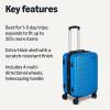 imageAmazon Basics 3Piece Set 21quot 26quot 30quot Hardshell Suitcases With Wheels Expandable For Up to 25 More Space With ScratchResistant Surface Four Multidirectional Wheels Light BlueLight Blue