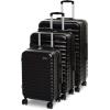 imageAmazon Basics 3Piece Set 21quot 26quot 30quot Hardshell Suitcases With Wheels Expandable For Up to 25 More Space With ScratchResistant Surface Four Multidirectional Wheels Light BlueBlack