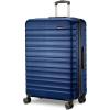imageAmazon Basics 3Piece Set 21quot 26quot 30quot Hardshell Suitcases With Wheels Expandable For Up to 25 More Space With ScratchResistant Surface Four Multidirectional Wheels Light BlueNavy Blue