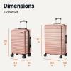 imageAmazon Basics 3Piece Set 21quot 26quot 30quot Hardshell Suitcases With Wheels Expandable For Up to 25 More Space With ScratchResistant Surface Four Multidirectional Wheels Light BlueRose Gold