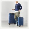 imageAmazon Basics 3Piece Set 21quot 26quot 30quot Hardshell Suitcases With Wheels Expandable For Up to 25 More Space With ScratchResistant Surface Four Multidirectional Wheels Light BlueNavy Blue