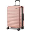 imageAmazon Basics 3Piece Set 21quot 26quot 30quot Hardshell Suitcases With Wheels Expandable For Up to 25 More Space With ScratchResistant Surface Four Multidirectional Wheels Light BlueRose Gold