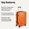 imageAmazon Basics 3Piece Set 21quot 26quot 30quot Hardshell Suitcases With Wheels Expandable For Up to 25 More Space With ScratchResistant Surface Four Multidirectional Wheels Light BlueOrange