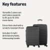 imageAmazon Basics 3Piece Set 21quot 26quot 30quot Hardshell Suitcases With Wheels Expandable For Up to 25 More Space With ScratchResistant Surface Four Multidirectional Wheels Light BlueBlack