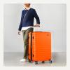 imageAmazon Basics 3Piece Set 21quot 26quot 30quot Hardshell Suitcases With Wheels Expandable For Up to 25 More Space With ScratchResistant Surface Four Multidirectional Wheels Light BlueOrange