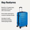 imageAmazon Basics 3Piece Set 21quot 26quot 30quot Hardshell Suitcases With Wheels Expandable For Up to 25 More Space With ScratchResistant Surface Four Multidirectional Wheels Light BlueLight Blue