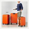 imageAmazon Basics 3Piece Set 21quot 26quot 30quot Hardshell Suitcases With Wheels Expandable For Up to 25 More Space With ScratchResistant Surface Four Multidirectional Wheels Light BlueOrange