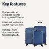 imageAmazon Basics 3Piece Set 21quot 26quot 30quot Hardshell Suitcases With Wheels Expandable For Up to 25 More Space With ScratchResistant Surface Four Multidirectional Wheels Light BlueNavy Blue