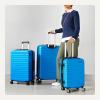 imageAmazon Basics 3Piece Set 21quot 26quot 30quot Hardshell Suitcases With Wheels Expandable For Up to 25 More Space With ScratchResistant Surface Four Multidirectional Wheels Light BlueLight Blue