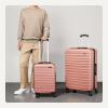 imageAmazon Basics 3Piece Set 21quot 26quot 30quot Hardshell Suitcases With Wheels Expandable For Up to 25 More Space With ScratchResistant Surface Four Multidirectional Wheels Light BlueRose Gold
