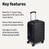 imageAmazon Basics 3Piece Set 21quot 26quot 30quot Hardshell Suitcases With Wheels Expandable For Up to 25 More Space With ScratchResistant Surface Four Multidirectional Wheels Light BlueBlack