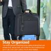 imageAmazon Basics 43quot Premium Garment Bag for Travel Suit Bag with Shoulder Strap for Suits and Dresses 1680D Polyester Fabric ExteriorInterior Pockets Leatherreinforced Corners Trifold BlackBlack