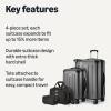 imageAmazon Basics 4Piece Luggage Set Including Two Hardside Suitcases With Multidirectional Spinner Wheels 22quot CarryOn and 28quot Checked 15quot Tote Bag and 10quot Compact Travel Bag Rose GoldBlack