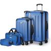 imageAmazon Basics 4Piece Luggage Set Including Two Hardside Suitcases With Multidirectional Spinner Wheels 22quot CarryOn and 28quot Checked 15quot Tote Bag and 10quot Compact Travel Bag Rose GoldNavy Blue