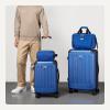 imageAmazon Basics 4Piece Luggage Set Including Two Hardside Suitcases With Multidirectional Spinner Wheels 22quot CarryOn and 28quot Checked 15quot Tote Bag and 10quot Compact Travel Bag Rose GoldNavy Blue