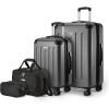 imageAmazon Basics 4Piece Luggage Set Including Two Hardside Suitcases With Multidirectional Spinner Wheels 22quot CarryOn and 28quot Checked 15quot Tote Bag and 10quot Compact Travel Bag Rose GoldBlack