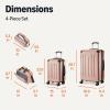 imageAmazon Basics 4Piece Luggage Set Including Two Hardside Suitcases With Multidirectional Spinner Wheels 22quot CarryOn and 28quot Checked 15quot Tote Bag and 10quot Compact Travel Bag Rose GoldRose Gold