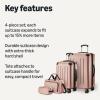 imageAmazon Basics 4Piece Luggage Set Including Two Hardside Suitcases With Multidirectional Spinner Wheels 22quot CarryOn and 28quot Checked 15quot Tote Bag and 10quot Compact Travel Bag Rose GoldRose Gold