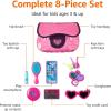 imageAmazon Basics 8Piece Pretend Play Purse Toy with Accessories for Girls Ages 3 and Up Handbag Gift Set Including Smartphone Sunglasses Makeup Compact Keys and Credit Card Pink